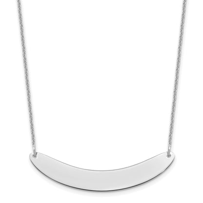 14k White Gold Medium Curved Blank Bar Necklace