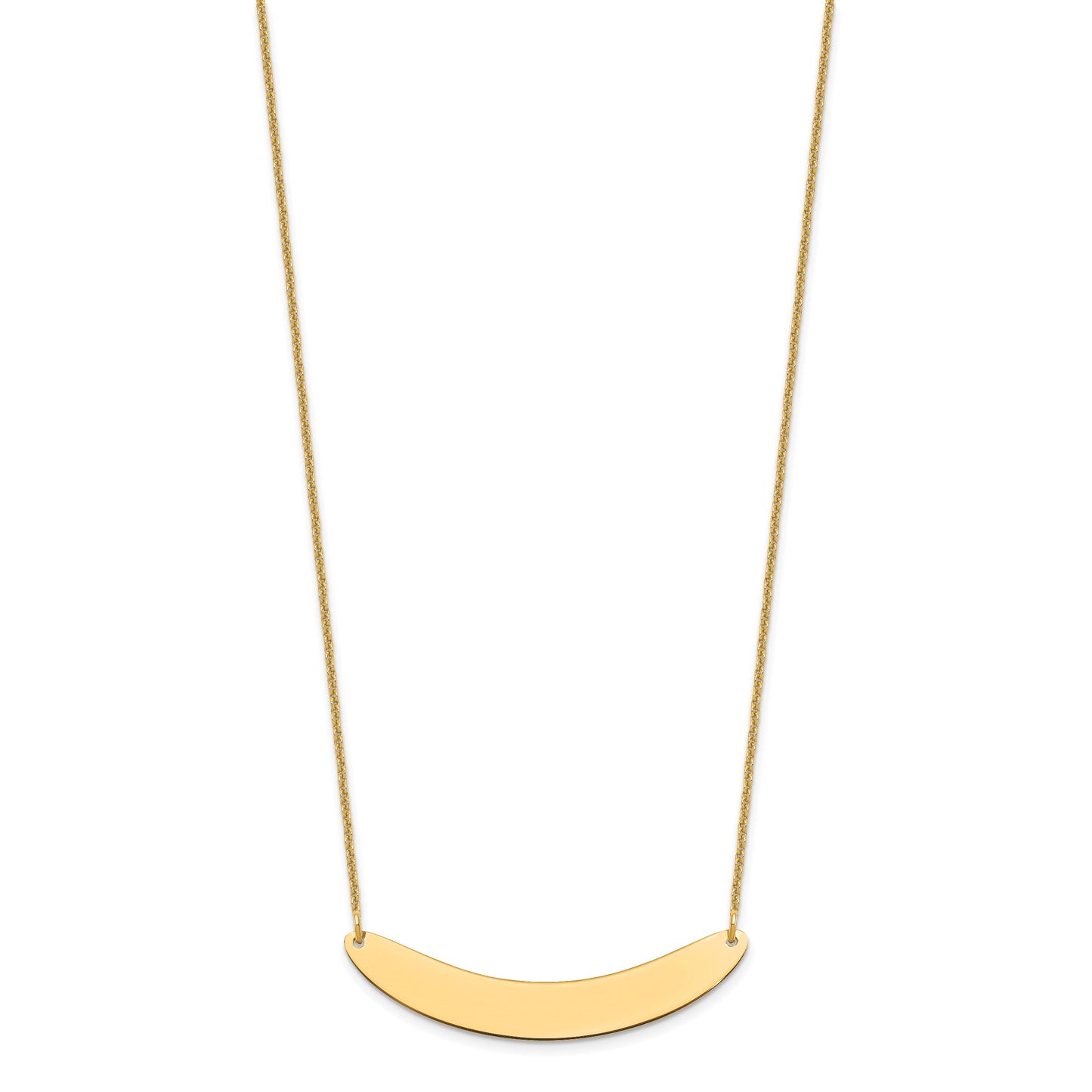 14k Yellow Gold Medium Curved Blank Bar Necklace