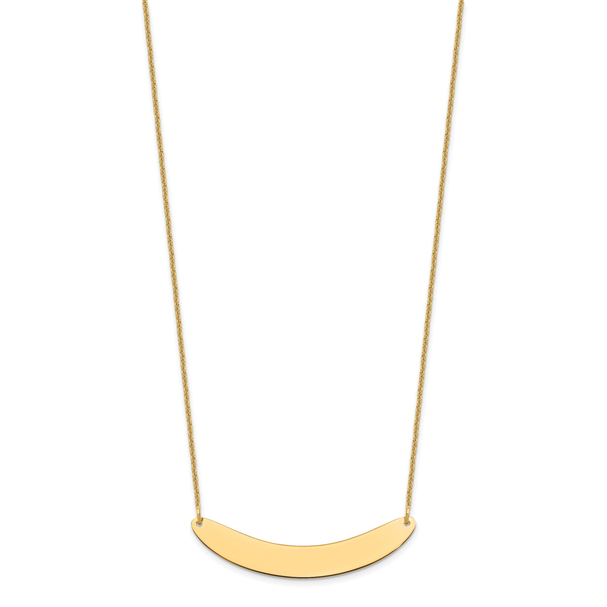 14k Yellow Gold Medium Curved Blank Bar Necklace