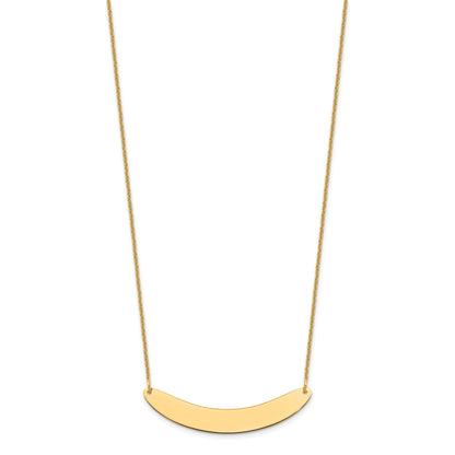 14k Yellow Gold Medium Curved Blank Bar Necklace