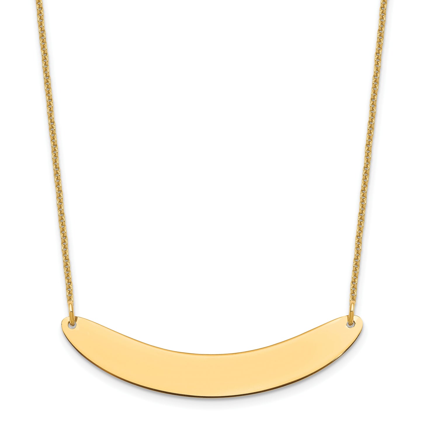 14k Yellow Gold Medium Curved Blank Bar Necklace