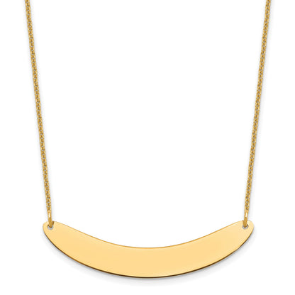 14k Yellow Gold Medium Curved Blank Bar Necklace