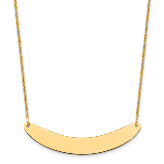 14k Yellow Gold Medium Curved Blank Bar Necklace