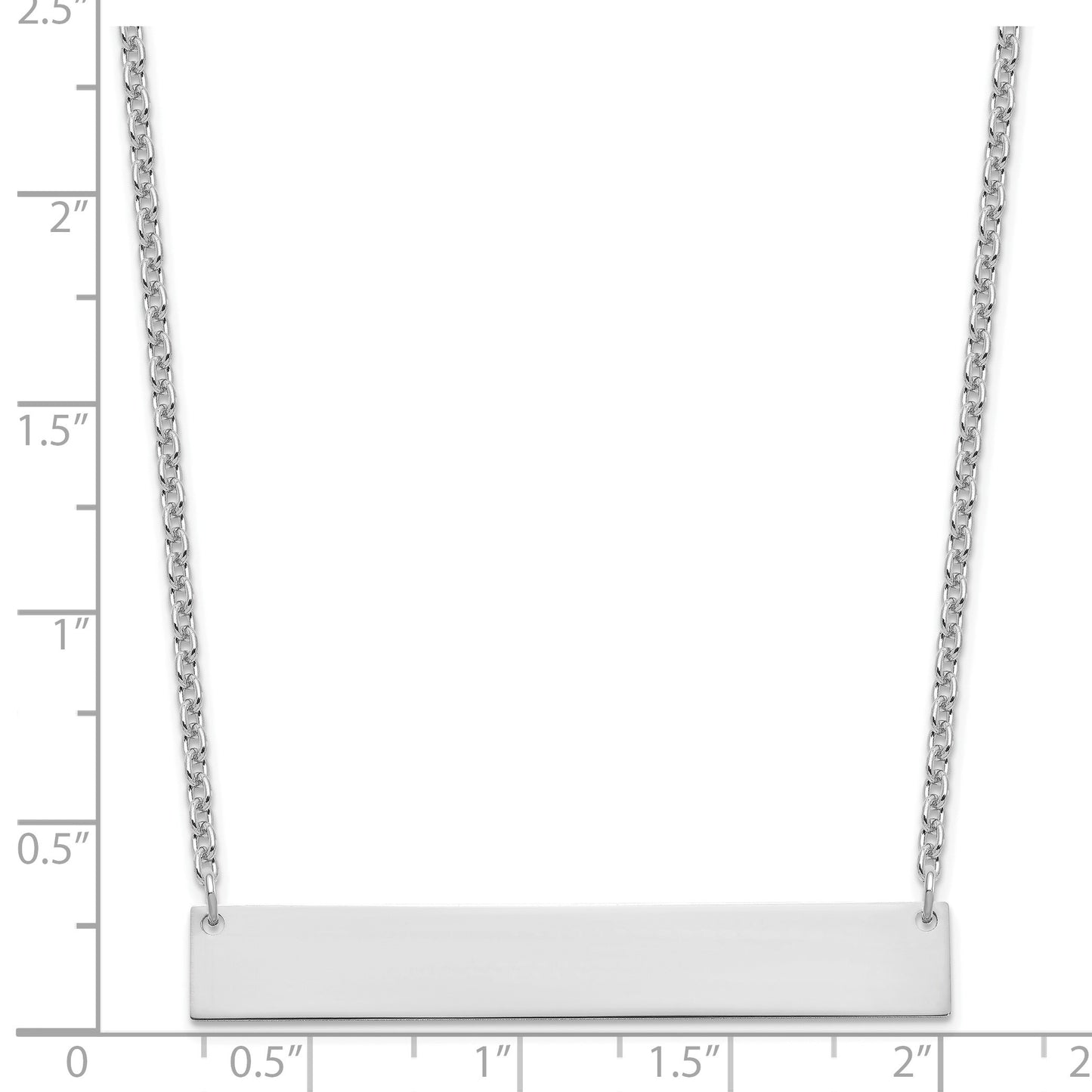 Sterling Silver/Rhodium-plated Large Blank Bar Necklace