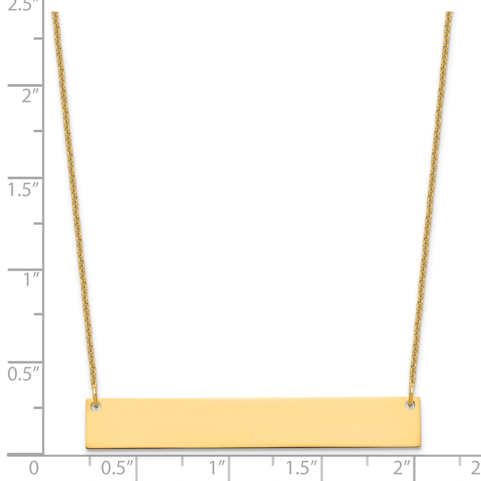 14k Yellow Gold Large Blank Bar Necklace