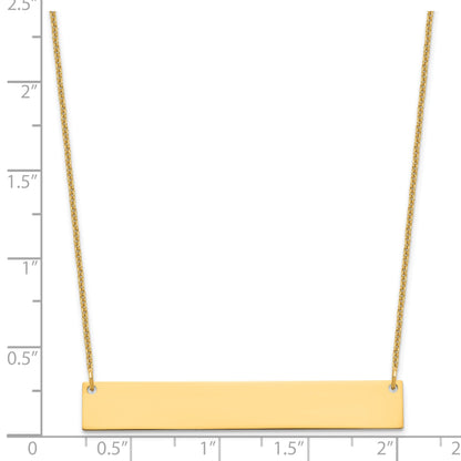 14k Yellow Gold Large Blank Bar Necklace
