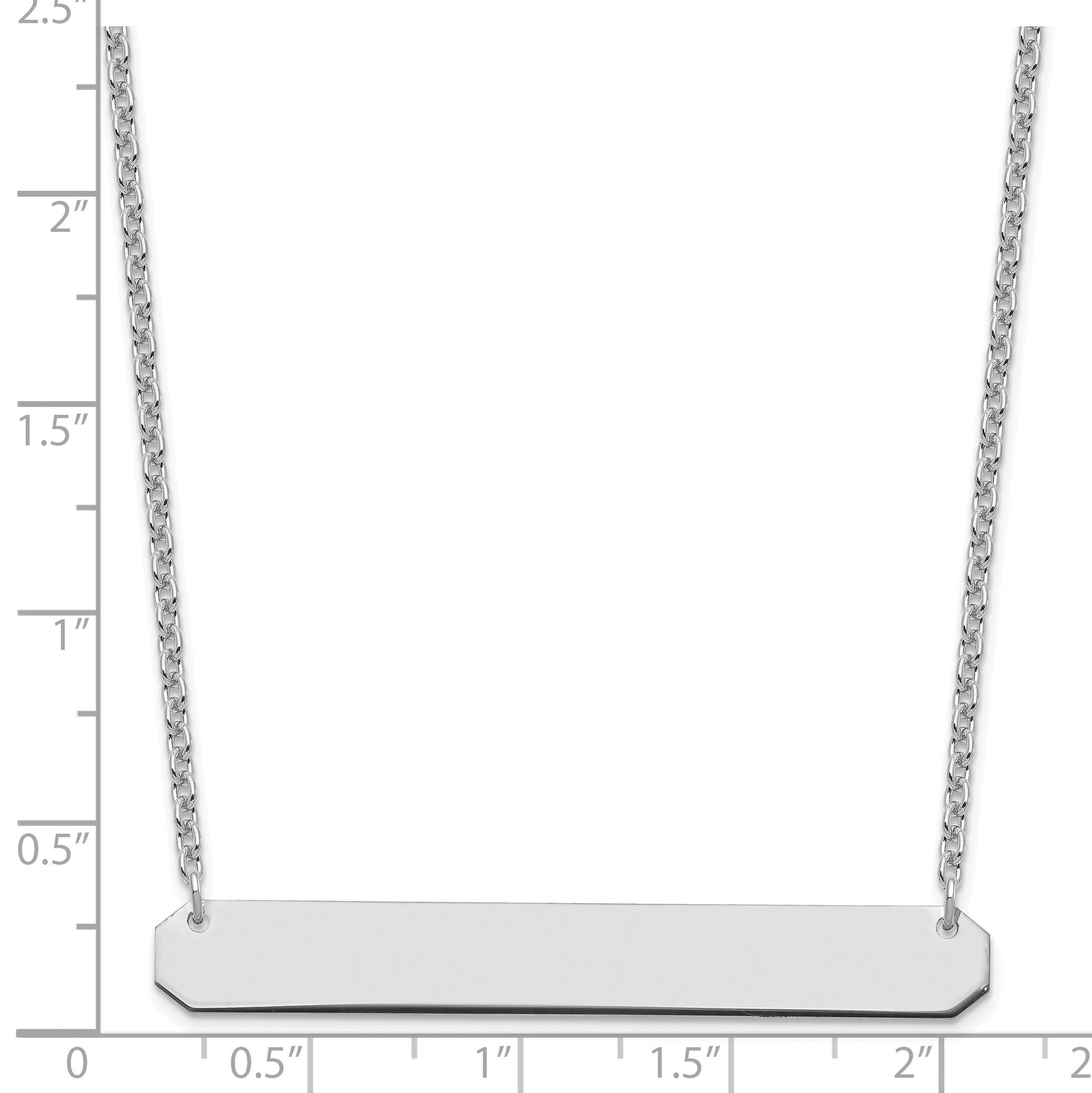 Sterling Silver/Rhodium-plated Large Blank Bar Necklace