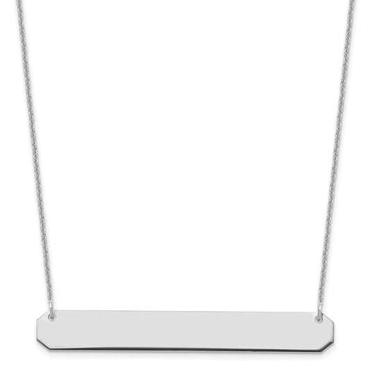 10k White Gold Large Blank Bar Necklace