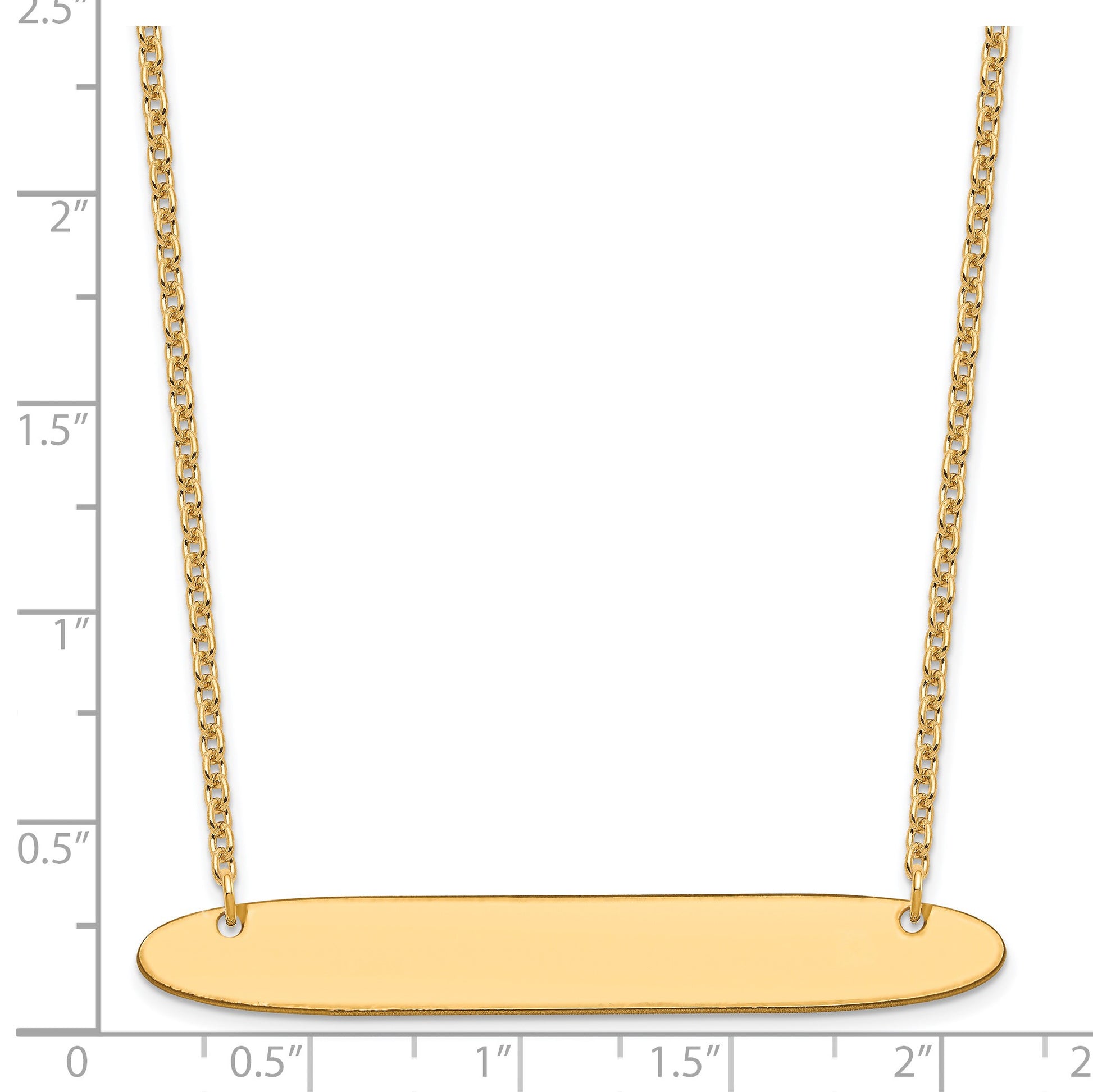 Sterling Silver/Gold-plated Large Oblong Blank Bar Necklace