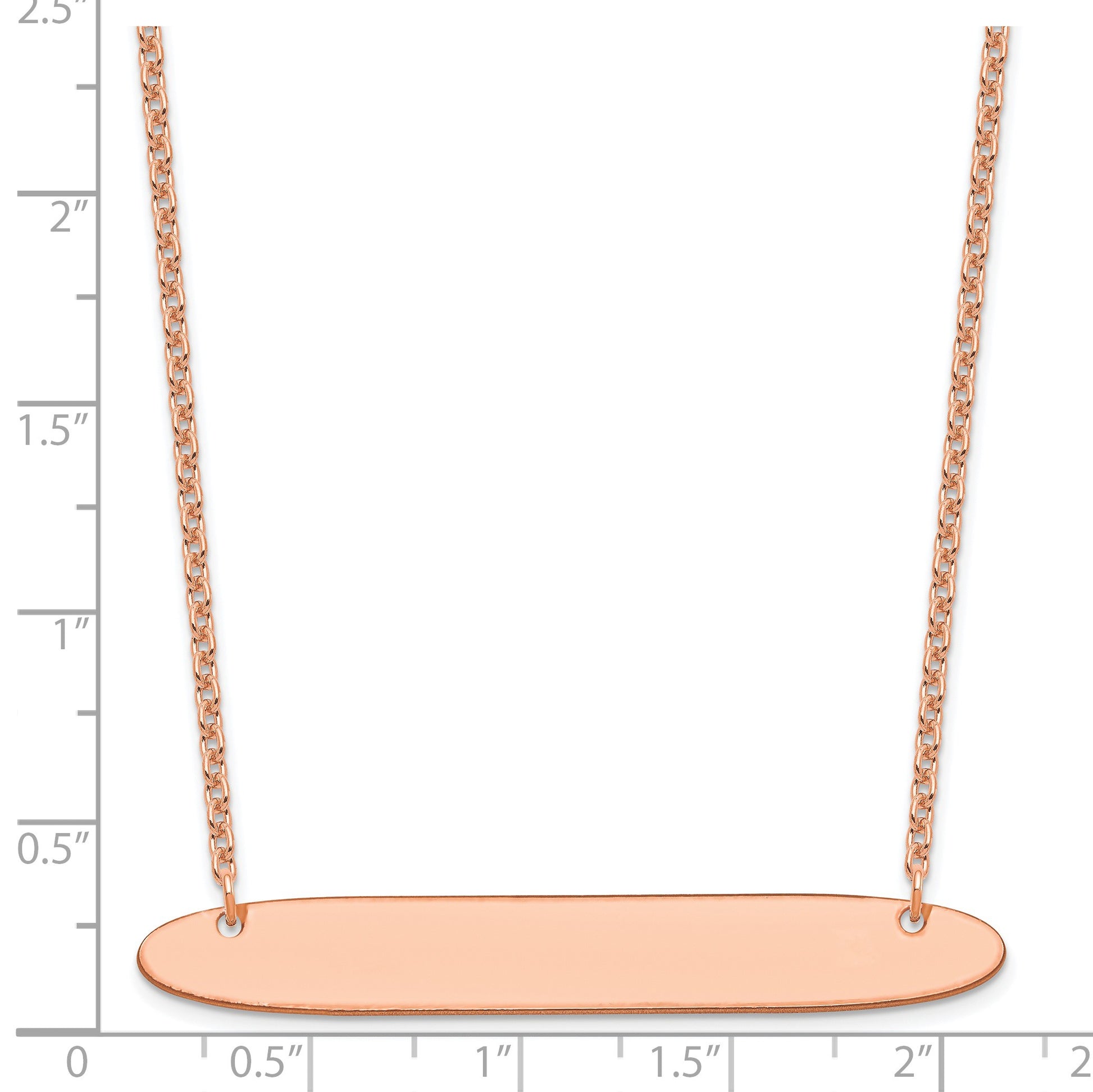Sterling Silver/Rose-plated Large Oblong Blank Bar Necklace
