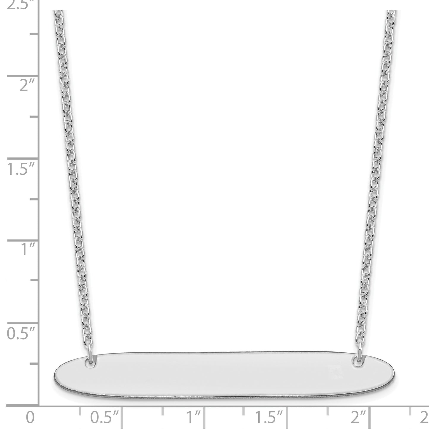 Sterling Silver/Rhodium-plated Large Oblong Blank Bar Necklace