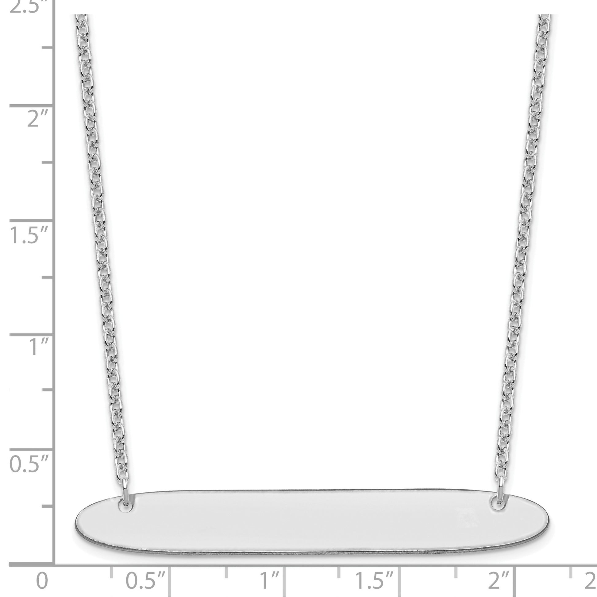 Sterling Silver/Rhodium-plated Large Oblong Blank Bar Necklace
