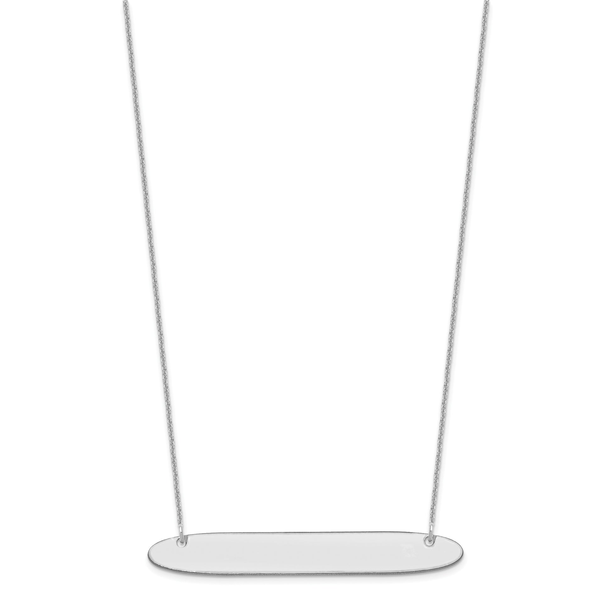 14k White Gold Large Oblong Blank Bar Necklace