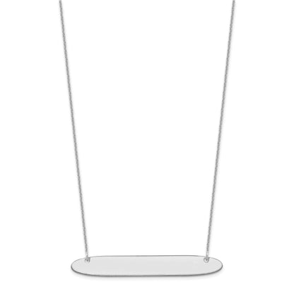 14k White Gold Large Oblong Blank Bar Necklace