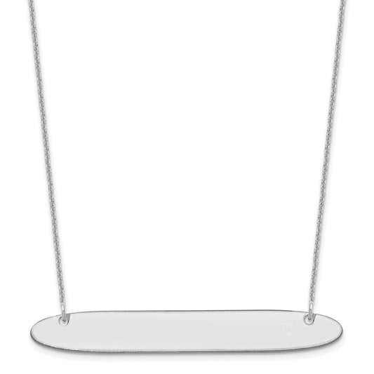 10k White Gold Large Oblong Blank Bar Necklace