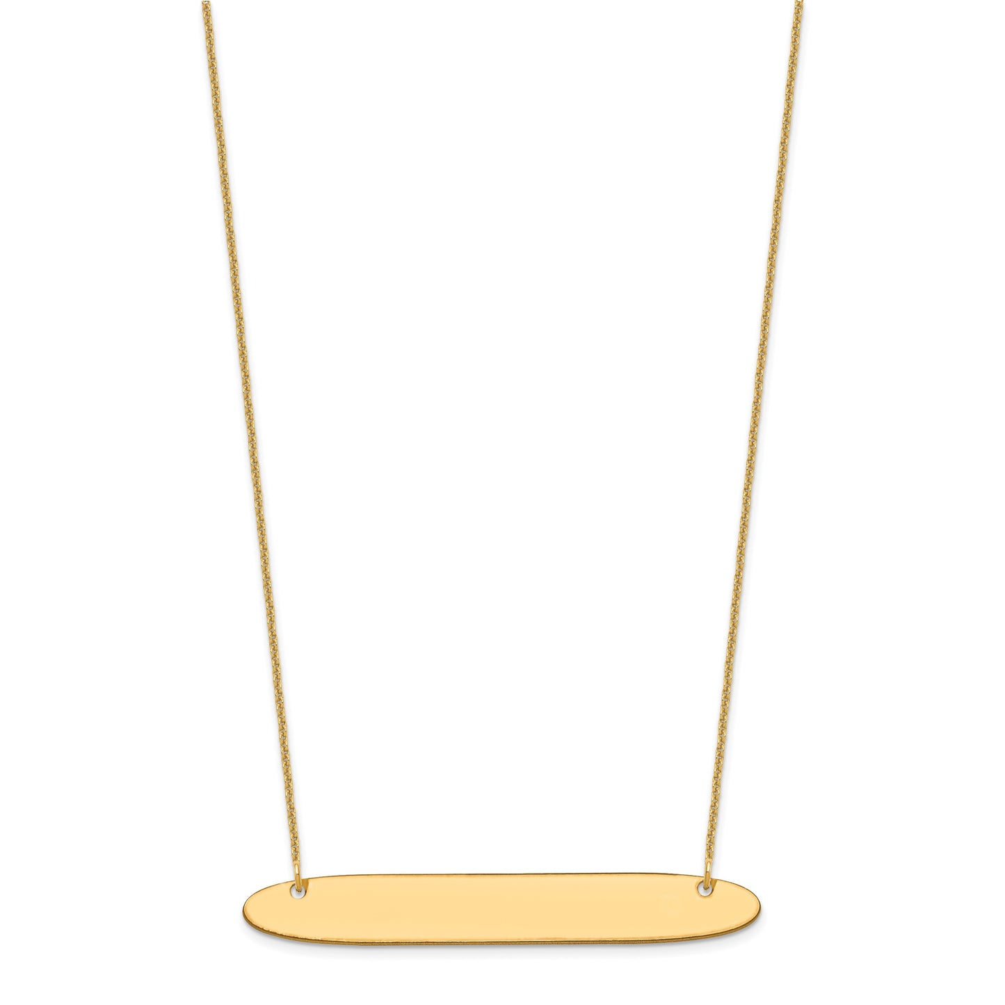 14k Yellow Gold Large Oblong Blank Bar Necklace
