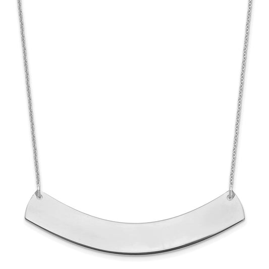 10k White Gold Large Curved Blank Bar Necklace