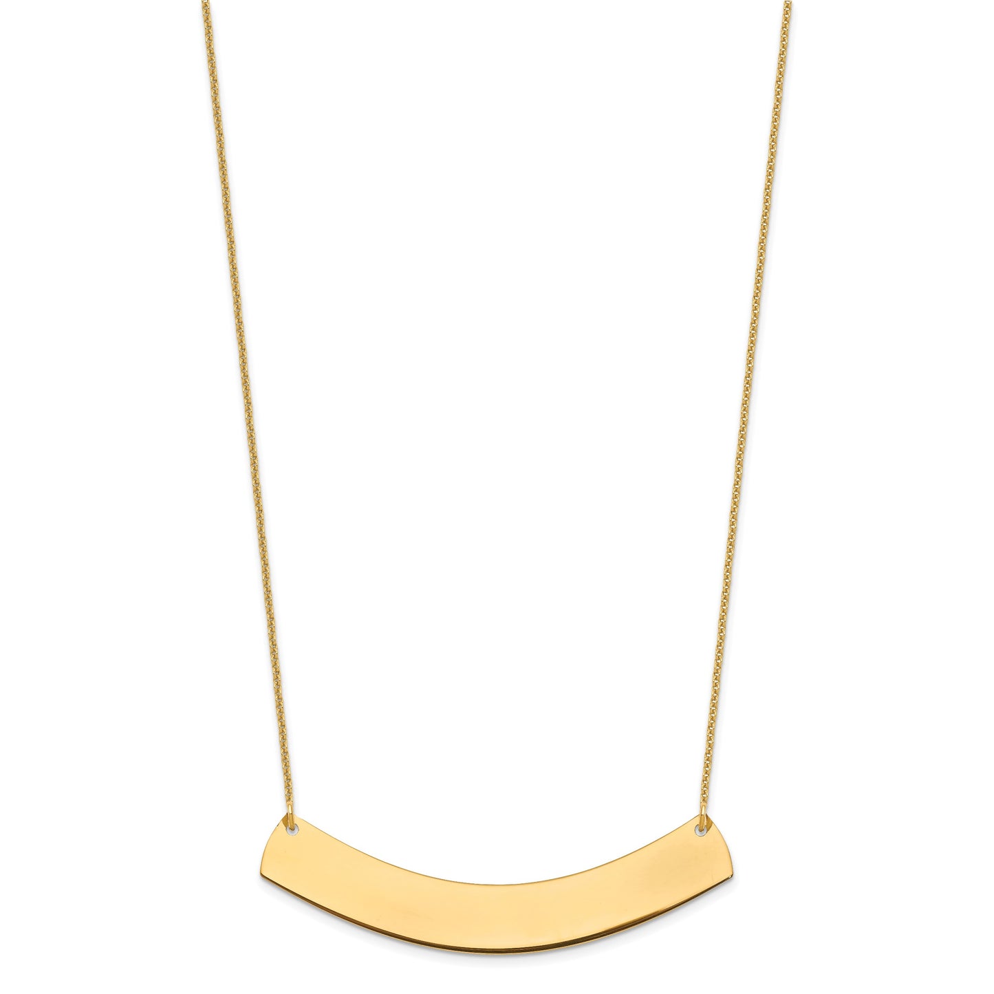 14k Yellow Gold Large Curved Blank Bar Necklace