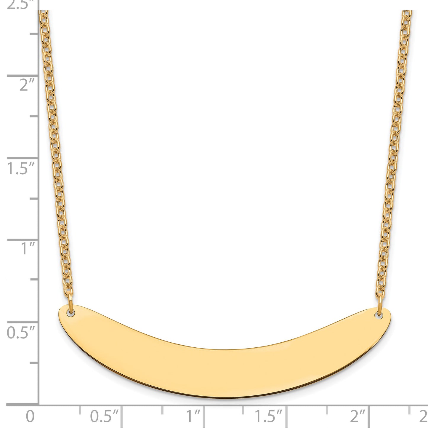 Sterling Silver/Gold-plated Large Curved Blank Bar Necklace