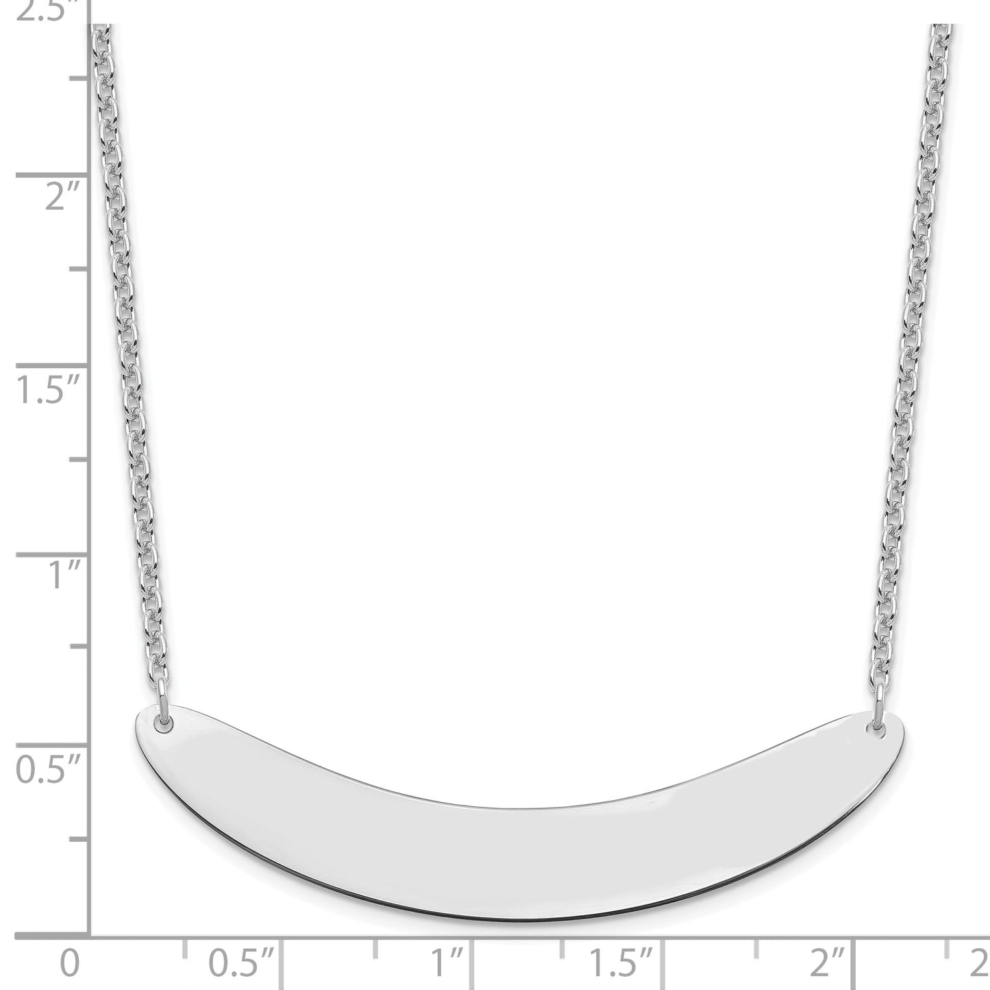 Sterling Silver/Rhodium-plated Large Curved Blank Bar Necklace