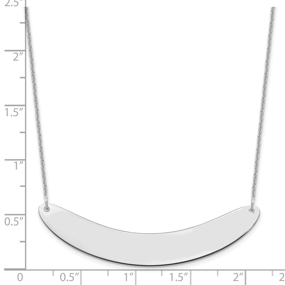 10k White Gold Large Curved Blank Bar Necklace