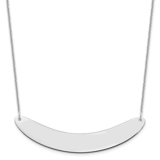 10k White Gold Large Curved Blank Bar Necklace