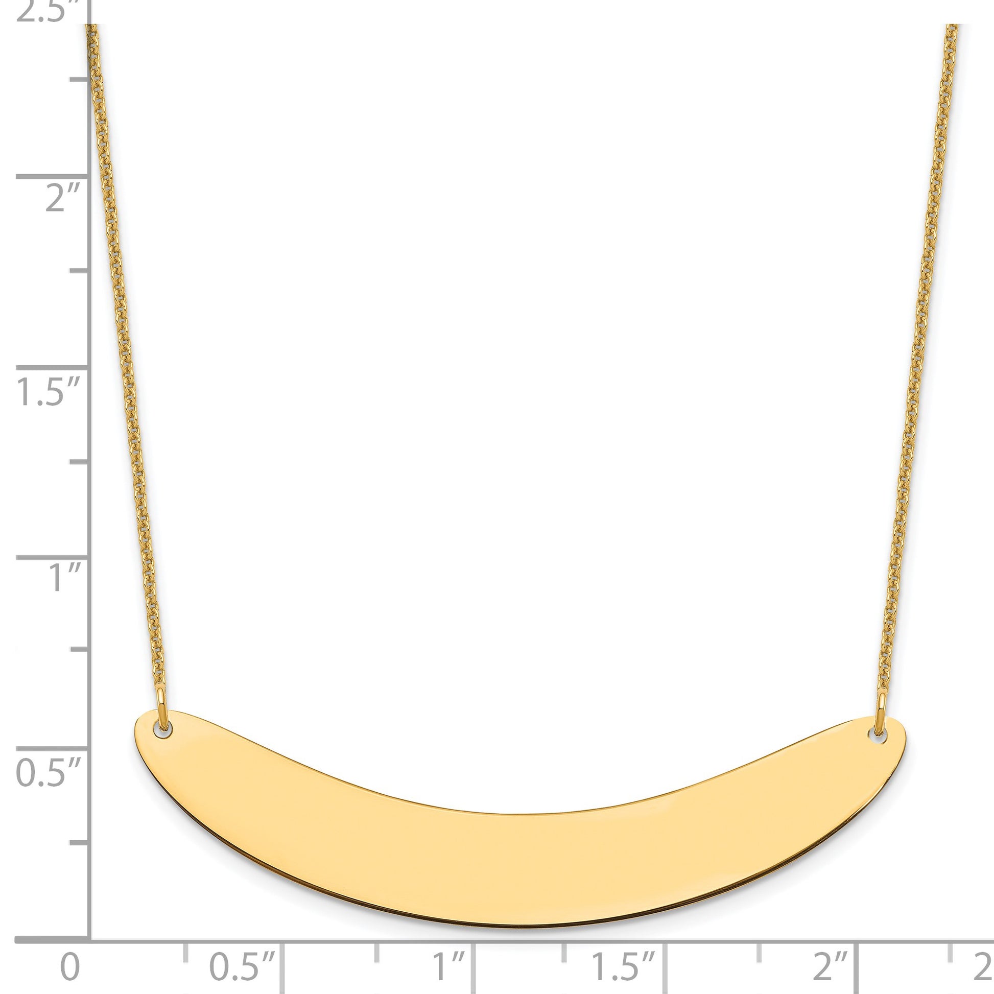 14k Yellow Gold Large Curved Blank Bar Necklace