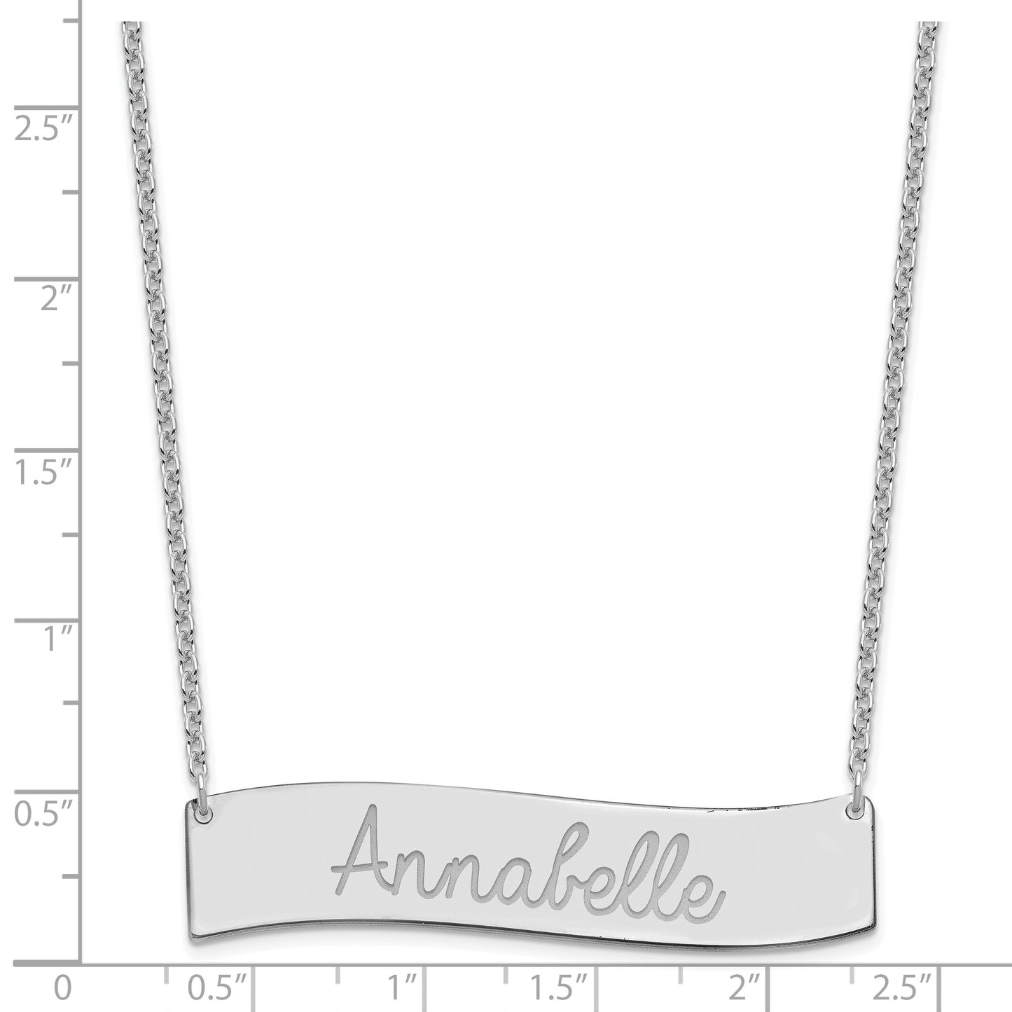 SS/Rhodium-plated Medium ALWAYS IN MY HEART Curved Bar Necklace