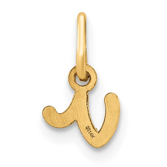 14KY Lower case Letter V Initial Charm
