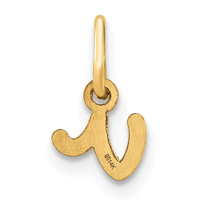 14KY Lower case Letter V Initial Charm