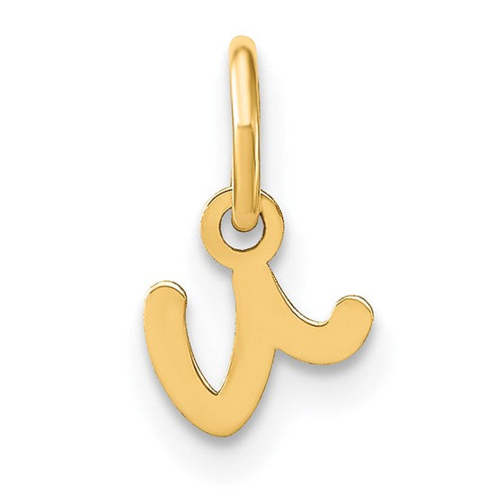 14KY Lower case Letter V Initial Charm