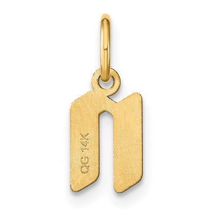 14ky Lowercase Letter N Initial Pendant
