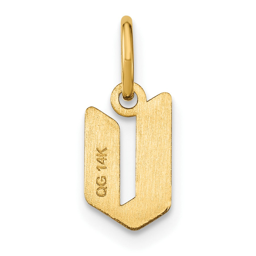 14ky Lowercase Letter V Initial Pendant