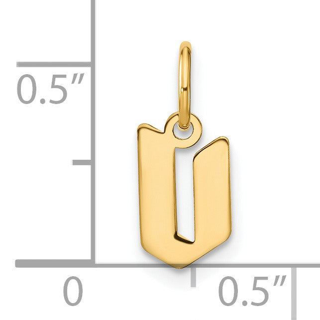 14ky Lowercase Letter V Initial Pendant