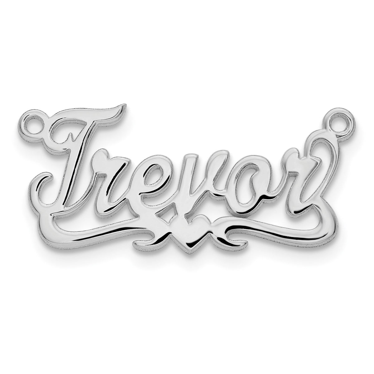 Sterling Silver/Rhodium-plated Polished Heart Name Plate