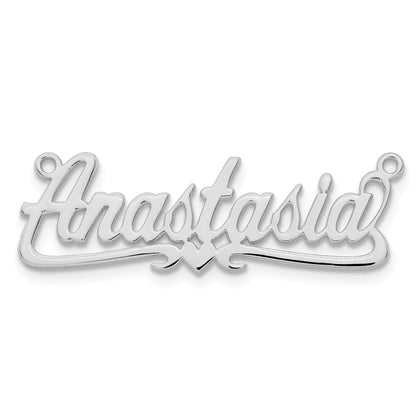 Sterling Silver/Rhodium-plated Polished Heart Name Plate