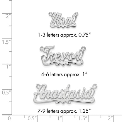 Sterling Silver/Rhodium-plated Polished Heart Name Plate