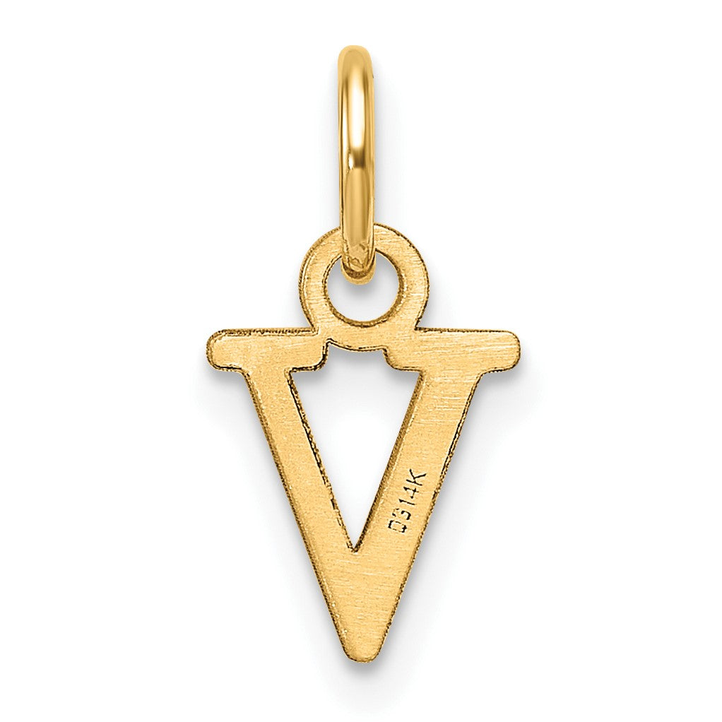 14ky Cutout Letter V Initial Pendant