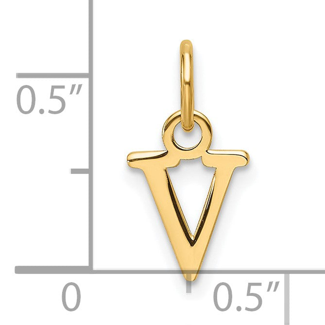 14ky Cutout Letter V Initial Pendant