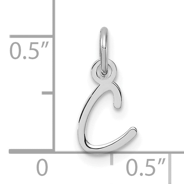 14K White Gold Uppercase Letter C Initial Charm