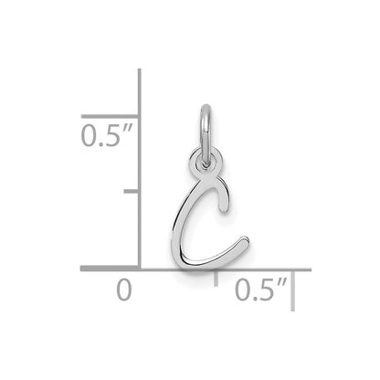 14K White Gold Uppercase Letter C Initial Charm