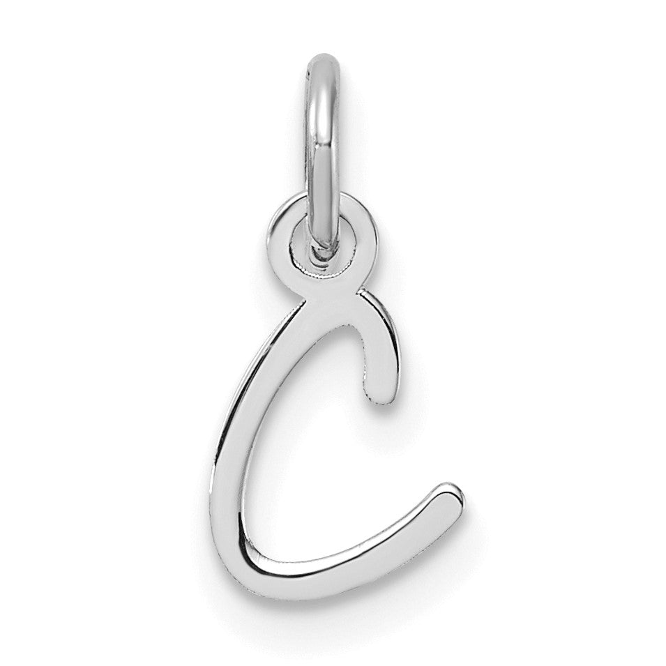 14K White Gold Uppercase Letter C Initial Charm