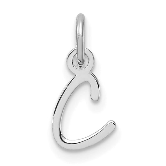 14K White Gold Uppercase Letter C Initial Charm