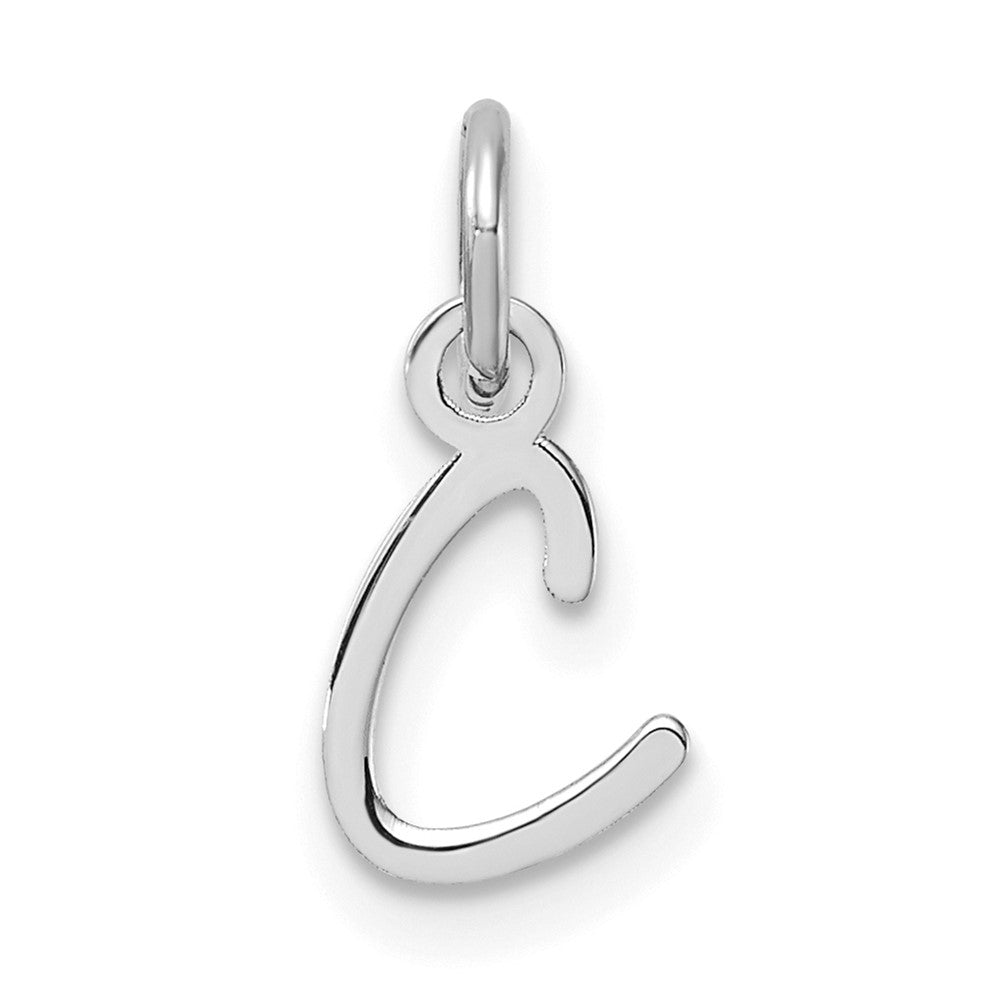 14K White Gold Uppercase Letter C Initial Charm