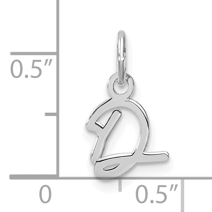 14K White Gold Uppercase Letter D Initial Charm