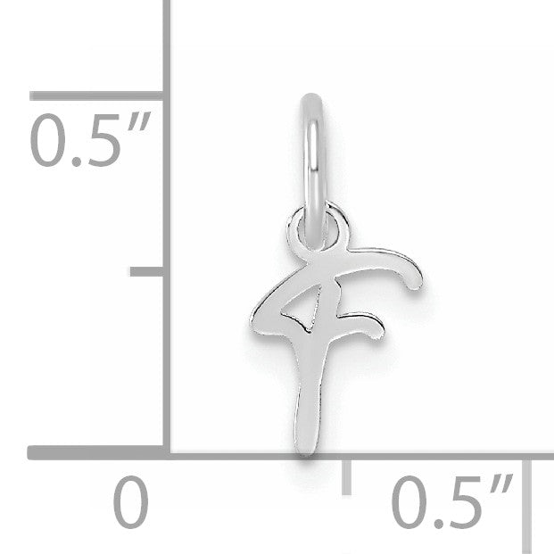 14K White Gold Uppercase Letter F Initial Charm