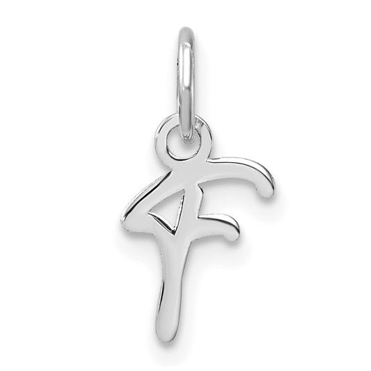 14K White Gold Uppercase Letter F Initial Charm