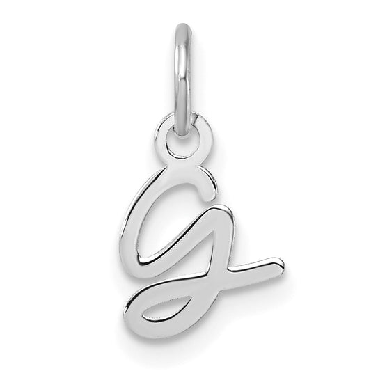 14K White Gold Uppercase Letter G Initial Charm