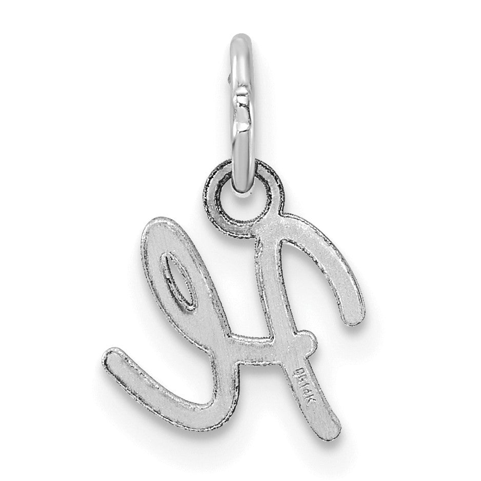 14K White Gold Uppercase Letter H Initial Charm