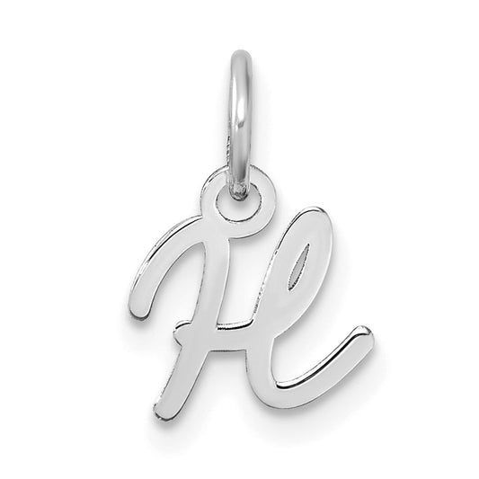 14K White Gold Uppercase Letter H Initial Charm